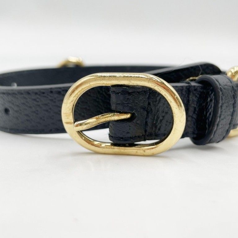Gucci Collar Interlocking G Black Leather Pet Color Gold Pet Accessory — view 2