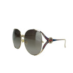Gucci Sunglasses Interlocking G Web Stripe Gold Navy Red Metal Eyewear