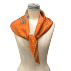 Hermes Pointe Vif Argent Silver Drop Triangle Scarf Carre Bandana Silk Orange — view 2