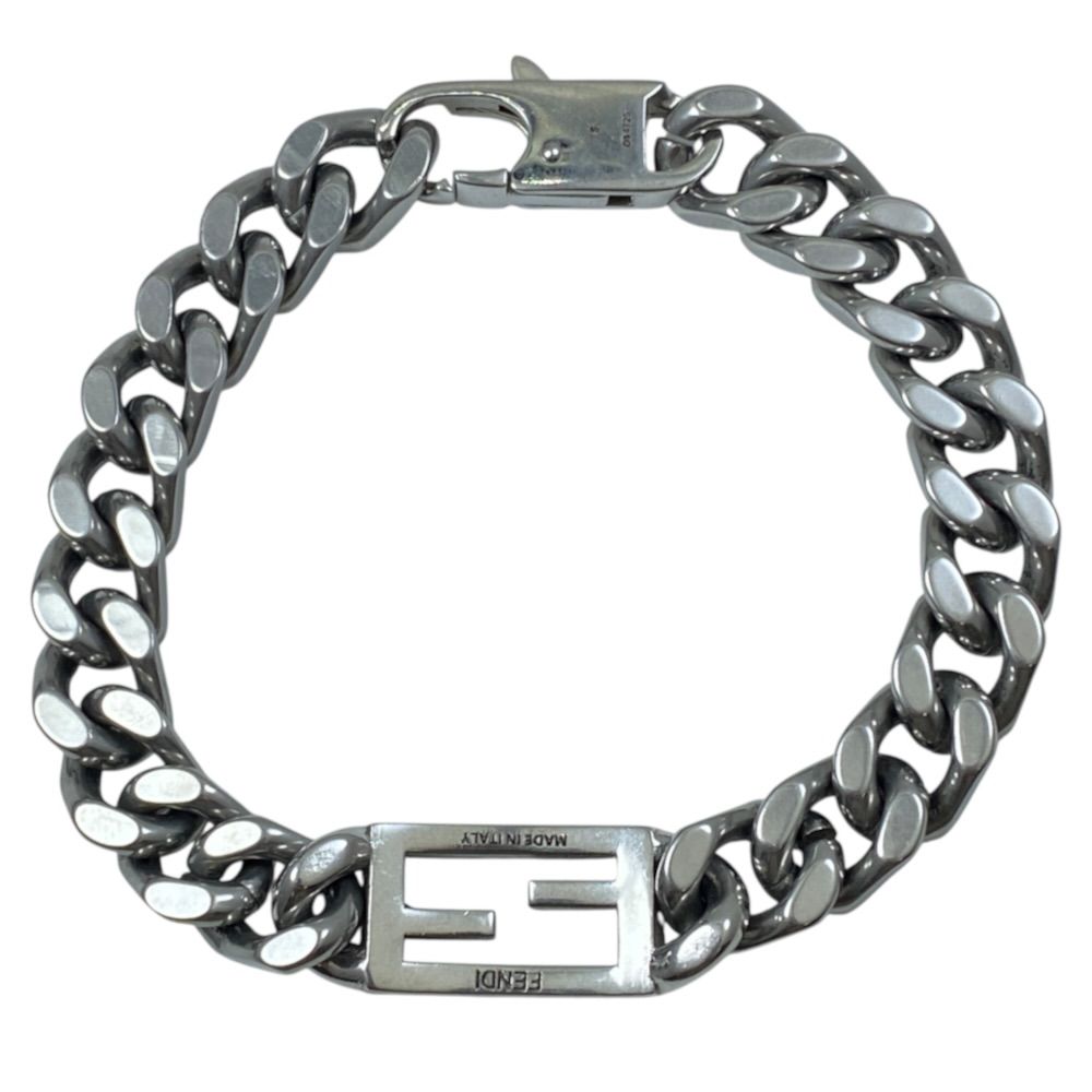 Fendi Baguette Bracelet FF Logo Metal Silver — view 2