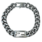 Fendi Baguette Bracelet FF Logo Metal Silver