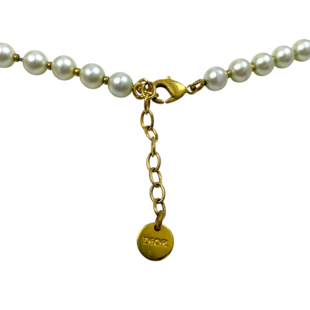 Dior Pendant 30 Montaigne Metal Faux Pearl Gold White — view 5