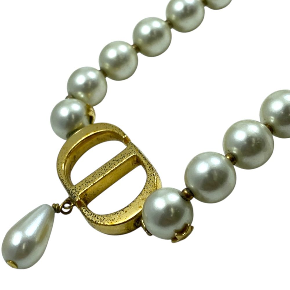 Dior Pendant 30 Montaigne Metal Faux Pearl Gold White — view 4