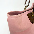 Bottega Veneta Tote Shoulder Bag Canvas Leather Pink Brown Gold Vintage — view 8