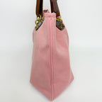 Bottega Veneta Tote Shoulder Bag Canvas Leather Pink Brown Gold Vintage — view 5
