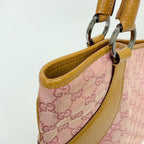 Gucci Tote Shoulder Bag Canvas Leather Pink Beige Silver Vintage — view 6