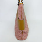 Gucci Tote Shoulder Bag Canvas Leather Pink Beige Silver Vintage — view 5