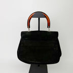 Bottega Veneta Lucite Handle 2-Way Shoulder Bag Suede Plastic Black Brown — view 5