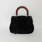 Bottega Veneta Lucite Handle 2-Way Shoulder Bag Suede Plastic Black Brown — view 3