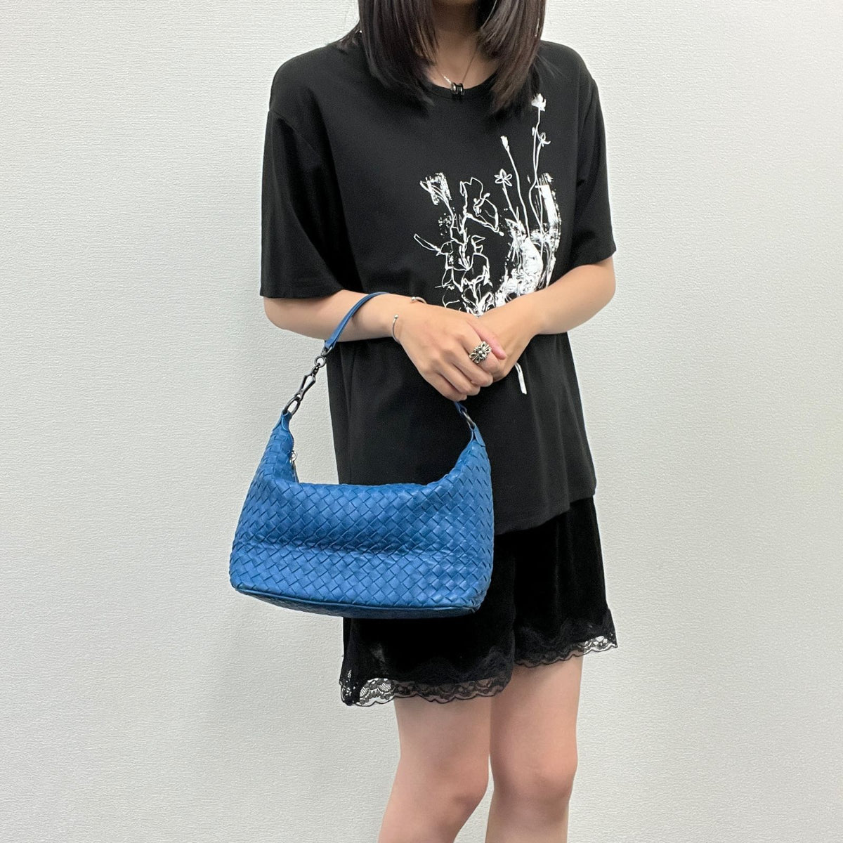 Bottega Veneta Intrecciato Nappa Chain Shoulder Bag Leather Blue Vintage
