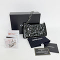 Chanel Camellia Patent Chain Pochette Shoulder Bag Clutch Black Silver Seal