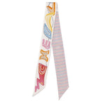 Hermes Scarf Twilly Silk White Rose Vert Chevaloscope — view 2