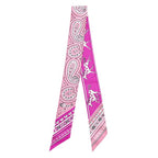 Hermes Scarf Twilly Silk Fuchsia Vieux White Cheval de Coeur — view 2
