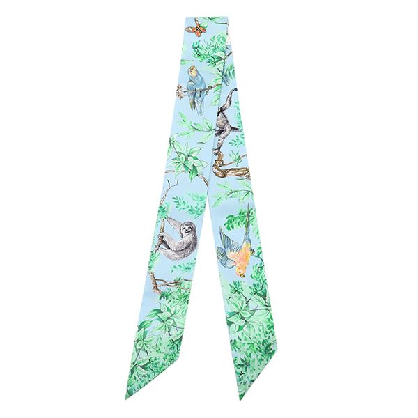 Hermes Scarf Twilly Silk Blue Ciel Vert Orange — view 2