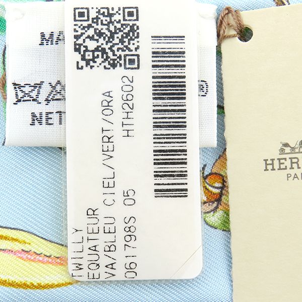 Hermes Scarf Twilly Silk Blue Ciel Vert Orange — view 3