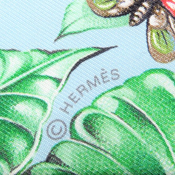 Hermes Scarf Twilly Silk Blue Ciel Vert Orange — view 4