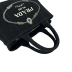 Prada Canapa Triangle Logo Canvas 2-Way Shoulder Bag Mini Tote Black — view 4