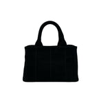 Prada Canapa Triangle Logo Canvas 2-Way Shoulder Bag Mini Tote Black — view 3
