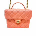 Chanel Quilted 2-Way Shoulder Bag Pink Caviar Leather