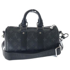 Louis Vuitton Monogram Eclipse City Keepall Leather 2-Way Shoulder Bag Black — view 3