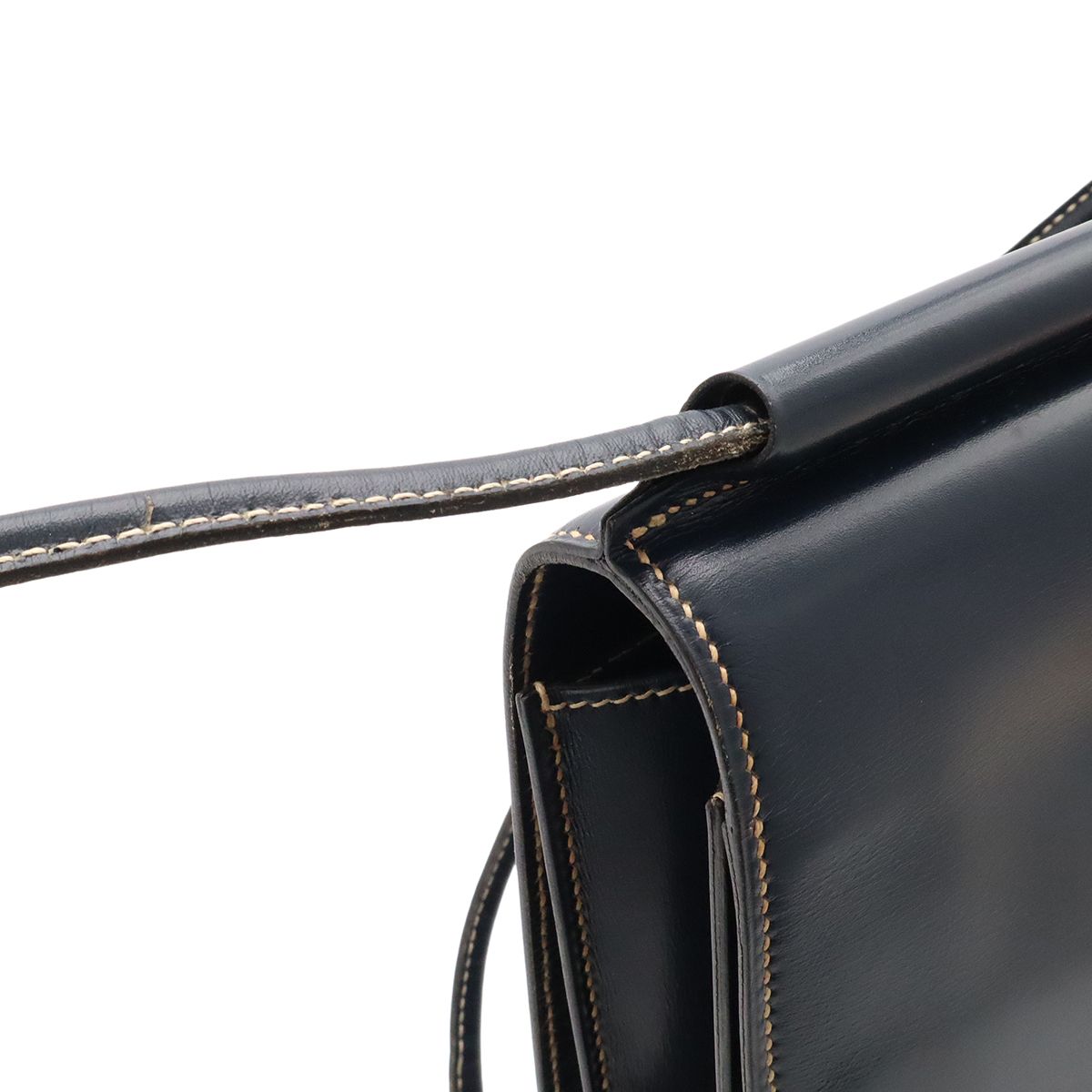 Hermes Shoulder Bag Pochette Crossbody Box Calf Leather Navy — view 5