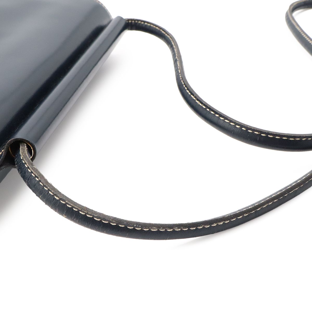 Hermes Shoulder Bag Pochette Crossbody Box Calf Leather Navy — view 4