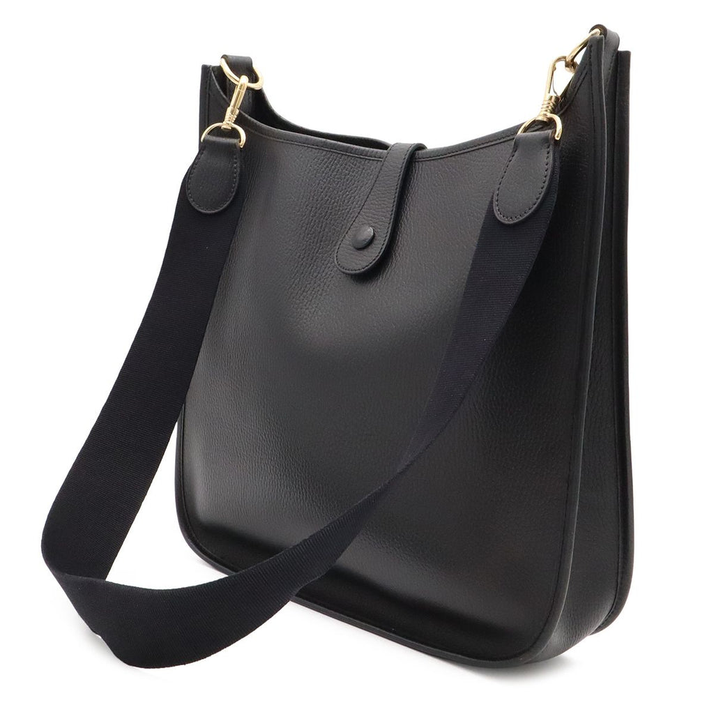 Hermes Evelyne I 1 GM Shoulder Bag Ardennes Leather Black Gold — view 2