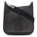 Hermes Evelyne I 1 GM Shoulder Bag Ardennes Leather Black Gold