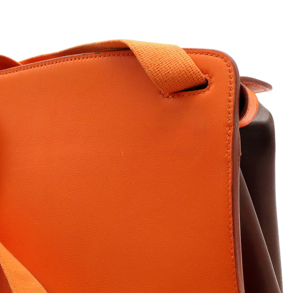 Hermes Sherpa PM Backpack Amazonia Leather Orange Dark Brown — view 7
