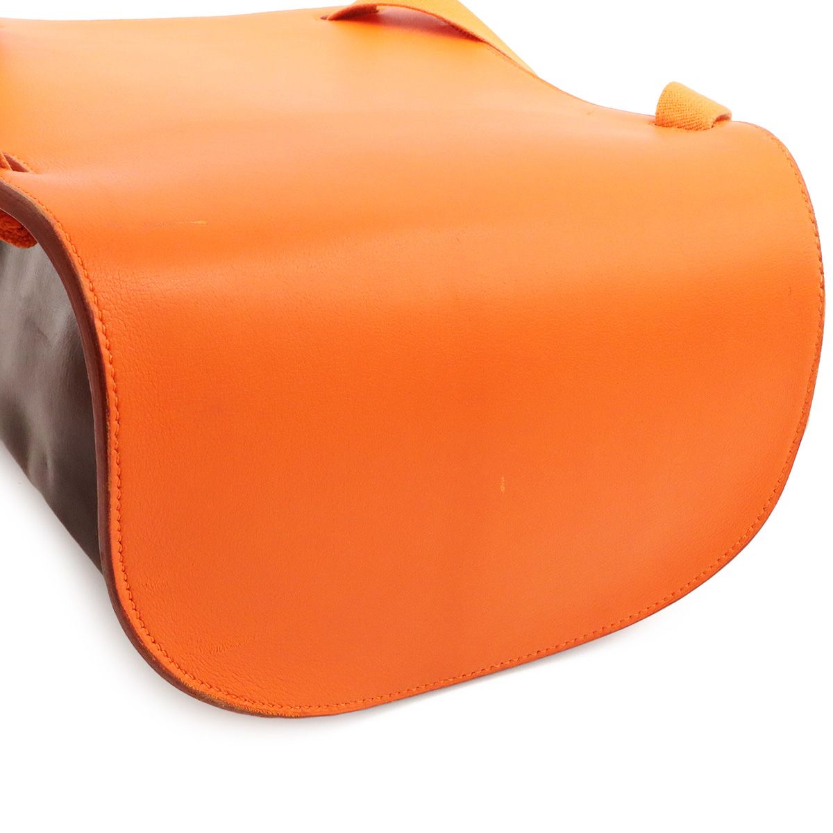 Hermes Sherpa PM Backpack Amazonia Leather Orange Dark Brown — view 5
