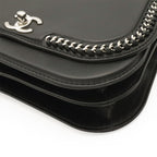 Chanel CC Logo Chain Shoulder Bag Pochette Turnlock Leather Black Silver — view 3