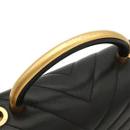 Chanel V-stitch CC Logo Top Handle 2-Way Chain Shoulder Bag Black Gold — view 4