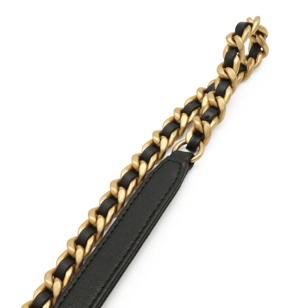 Chanel V-stitch CC Logo Top Handle 2-Way Chain Shoulder Bag Black Gold — view 5