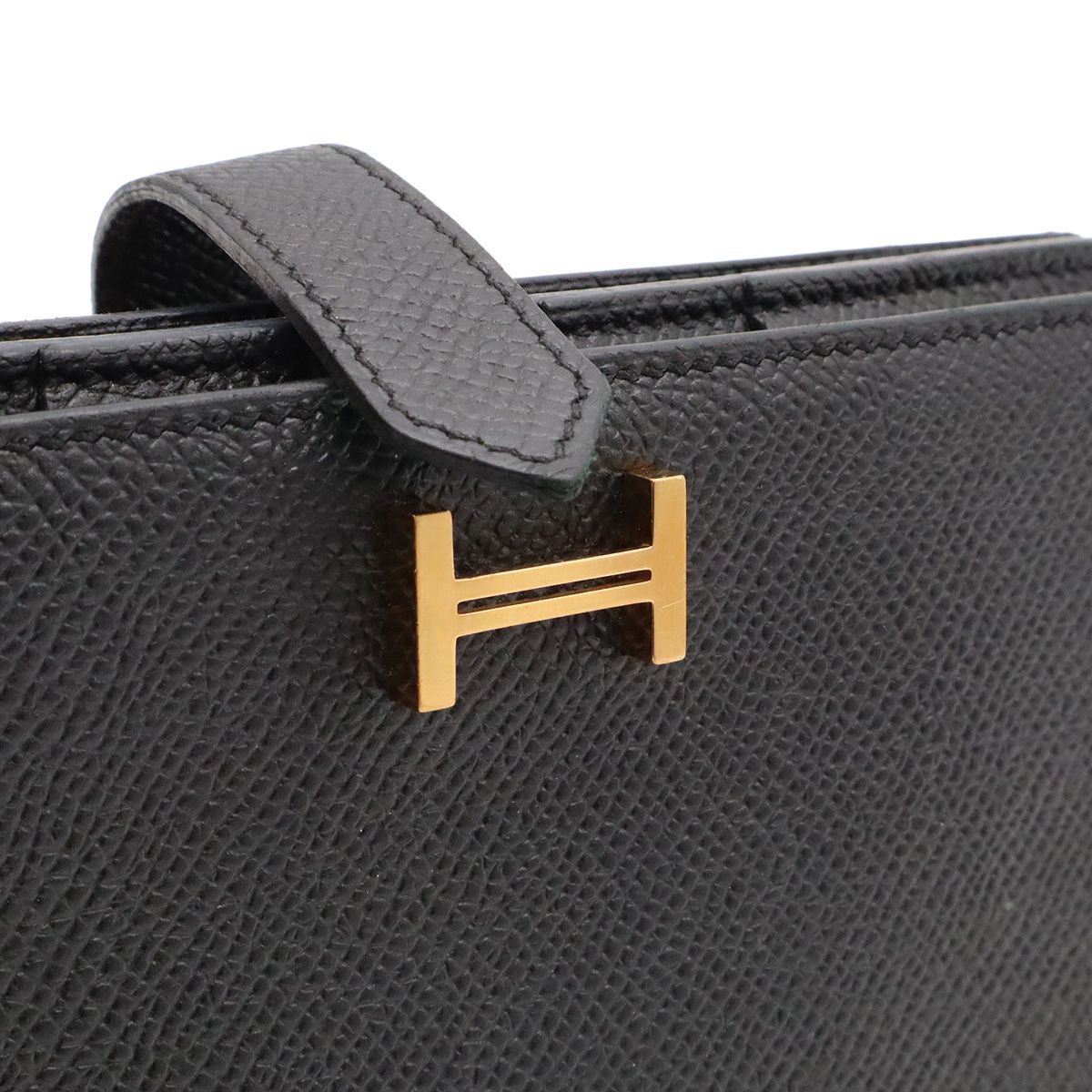 Hermes Bearn Soufflet Wallet Bifold Veau Epsom Black Gold — view 4