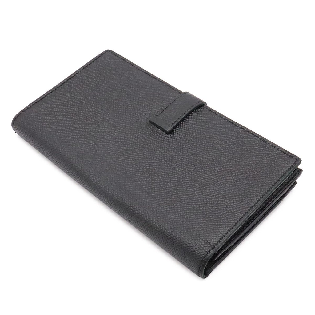 Hermes Bearn Soufflet Wallet Bifold Veau Epsom Black Gold — view 2