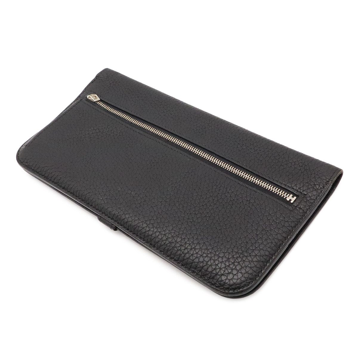 Hermes Dogon Recto Verso Long Wallet Bifold Togo Leather Black Silver — view 2