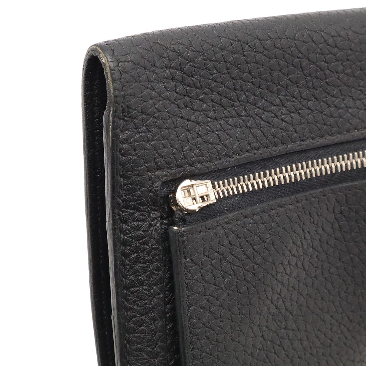 Hermes Dogon Recto Verso Long Wallet Bifold Togo Leather Black Silver — view 5