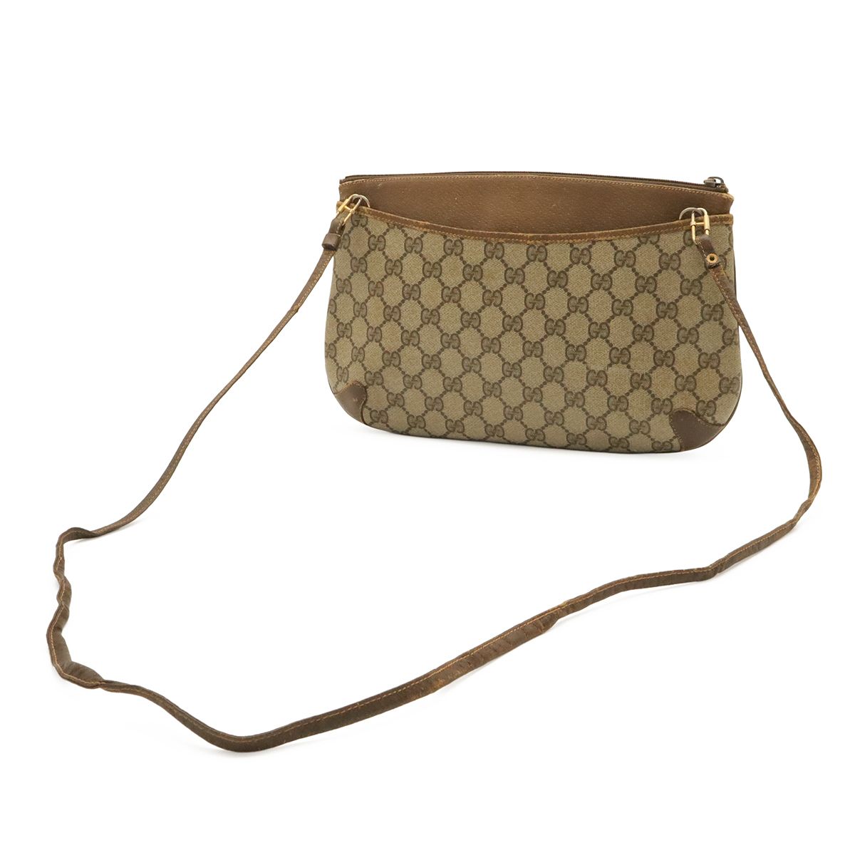 Gucci Vintage GG Plus Sherry Line Shoulder Bag Pochette 2-Way Clutch Beige — view 2