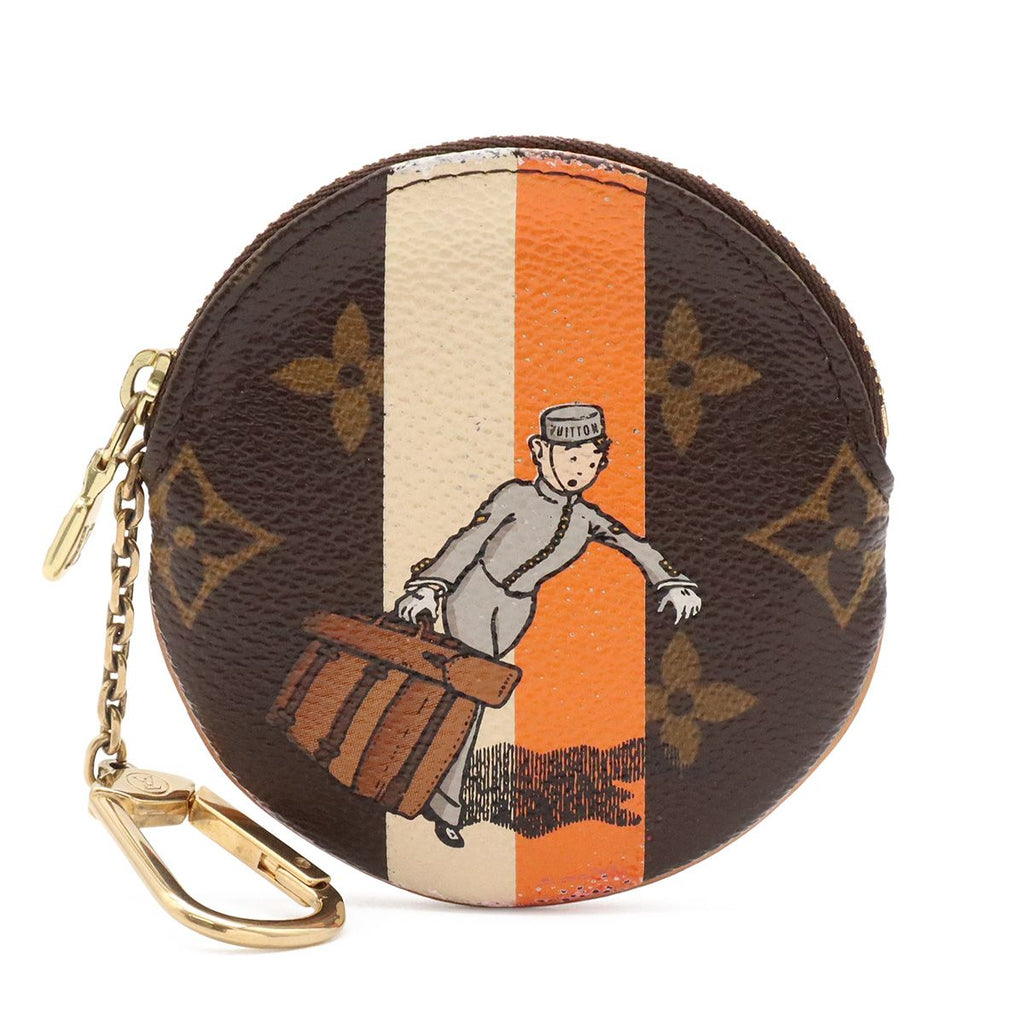 Louis Vuitton Monogram Groom Porte Monnaie Rond Coin Purse Round Bellboy Print