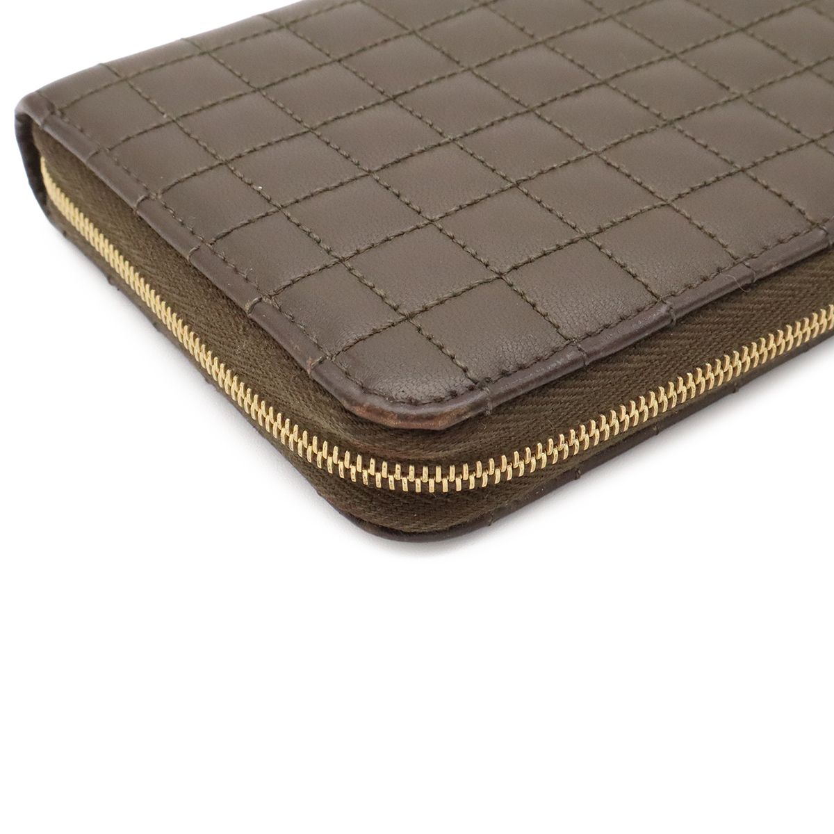 Celine C Charm Large Zip Wallet Zip Around Quilted Leather Dark Olive Gold — view 3