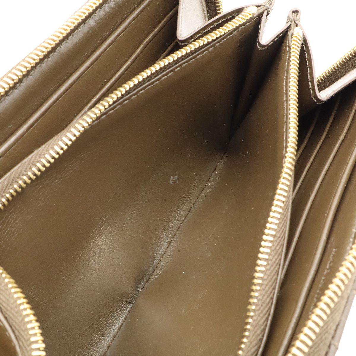 Celine C Charm Large Zip Wallet Zip Around Quilted Leather Dark Olive Gold — view 6