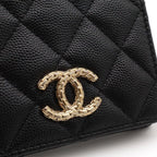 Chanel Metiers D'art Collection Quilted CC Logo Compact Wallet Bifold Caviar — view 4