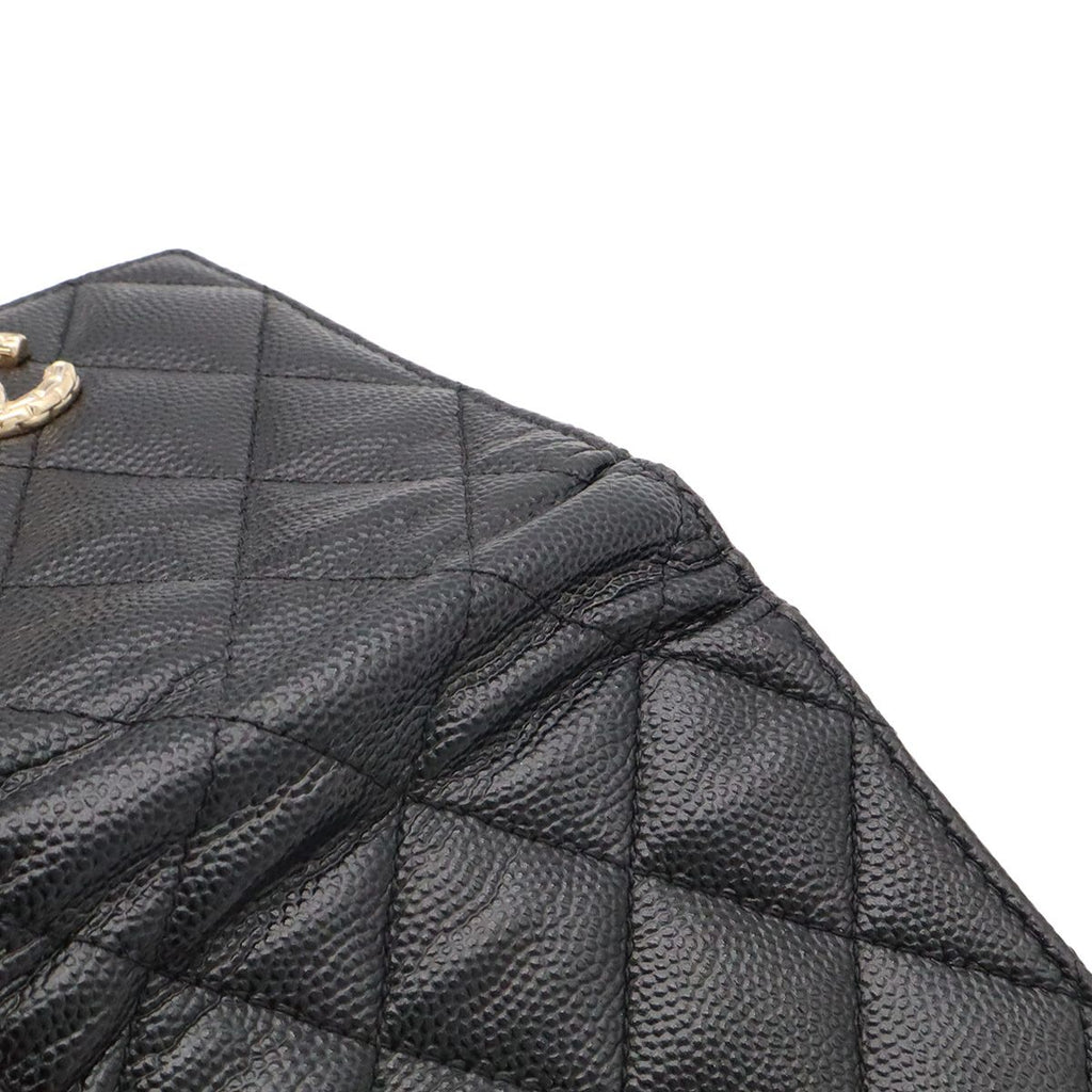 Chanel Metiers D'art Collection Quilted CC Logo Compact Wallet Bifold Caviar — view 5