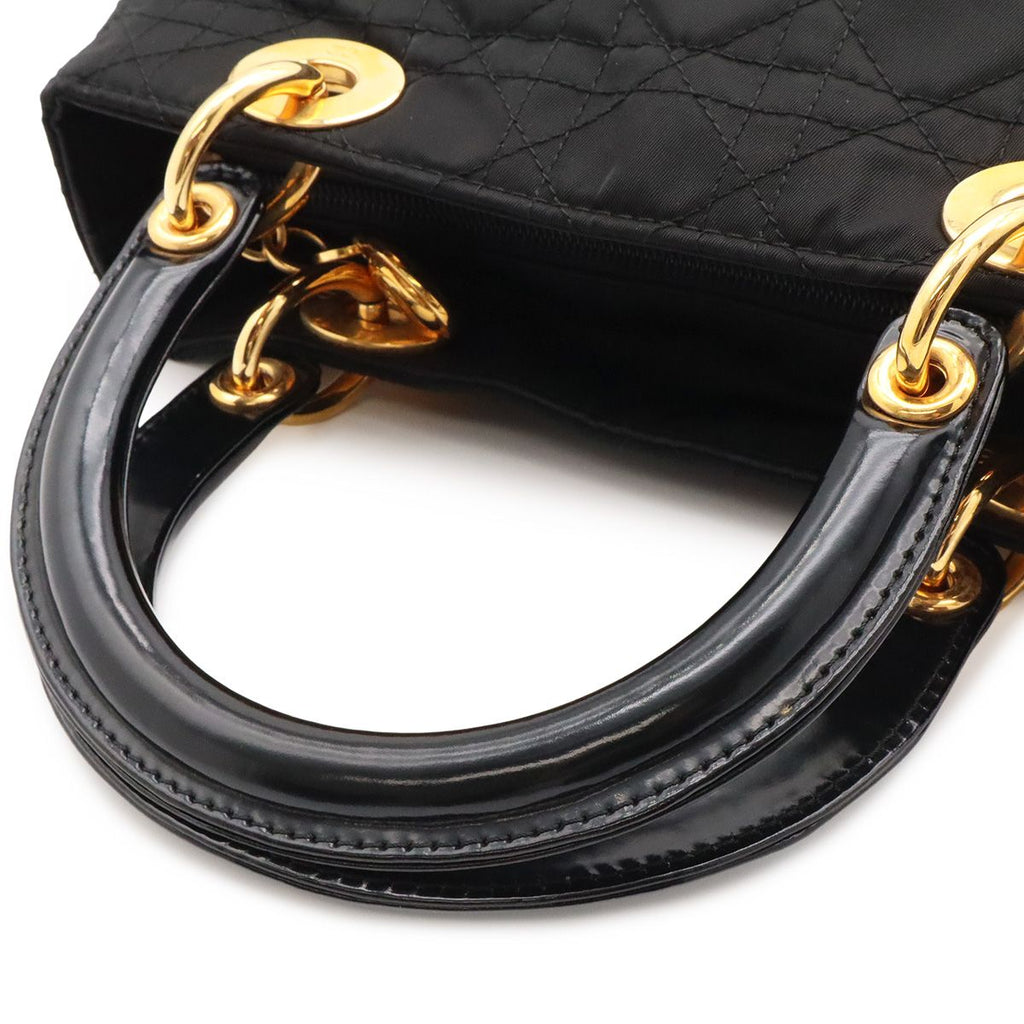 Dior Lady Cannage Tote Bag Nylon Leather Black Gold — view 4