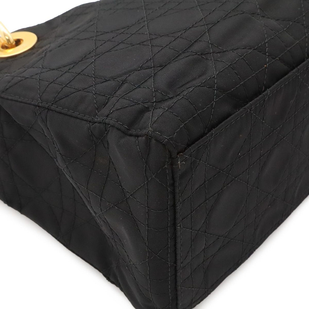 Dior Lady Cannage Tote Bag Nylon Leather Black Gold — view 3