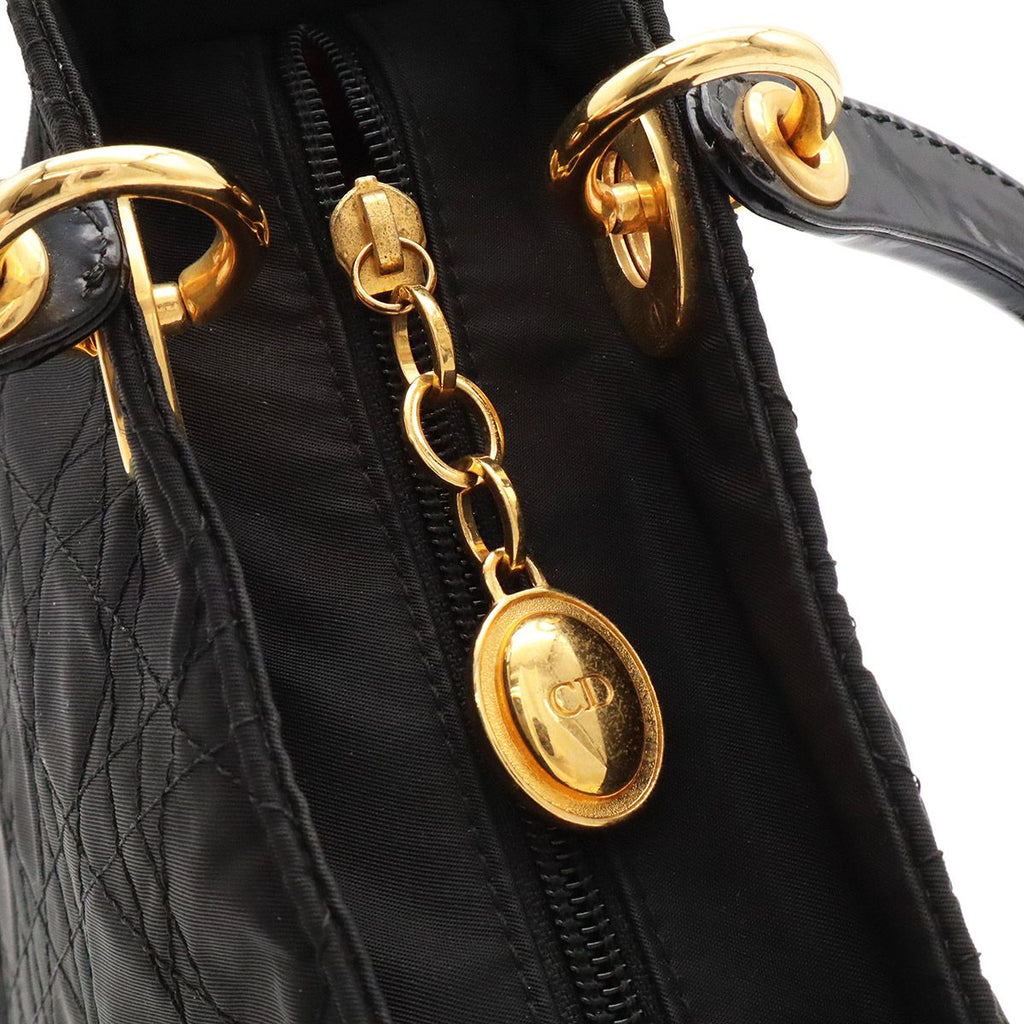 Dior Lady Cannage Tote Bag Nylon Leather Black Gold — view 6