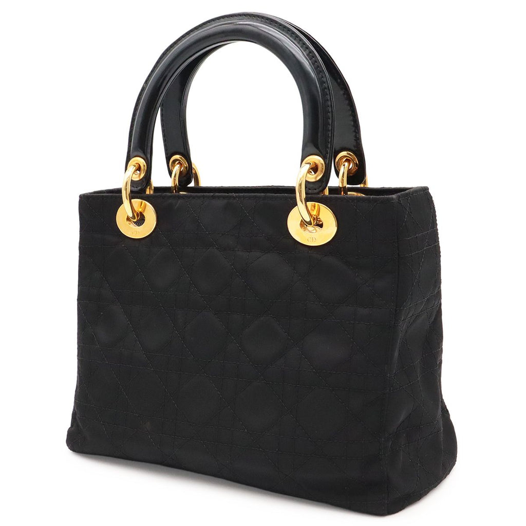 Dior Lady Cannage Tote Bag Nylon Leather Black Gold — view 2