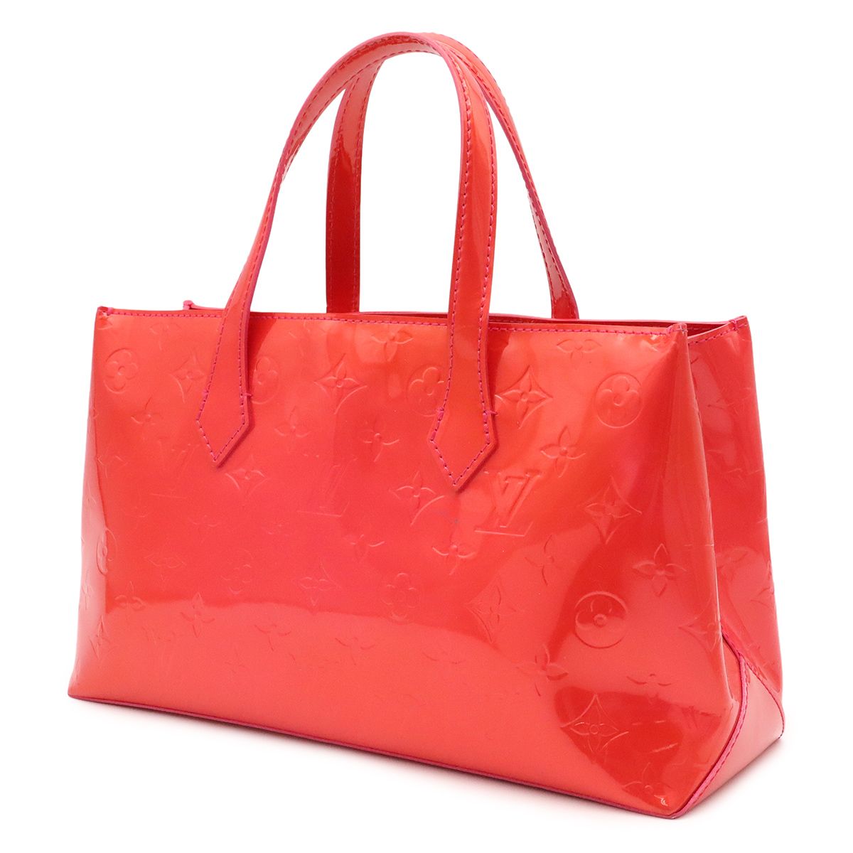 Louis Vuitton Monogram Vernis Wilshire PM Tote Bag Patent Calfskin Rose Pop — view 2