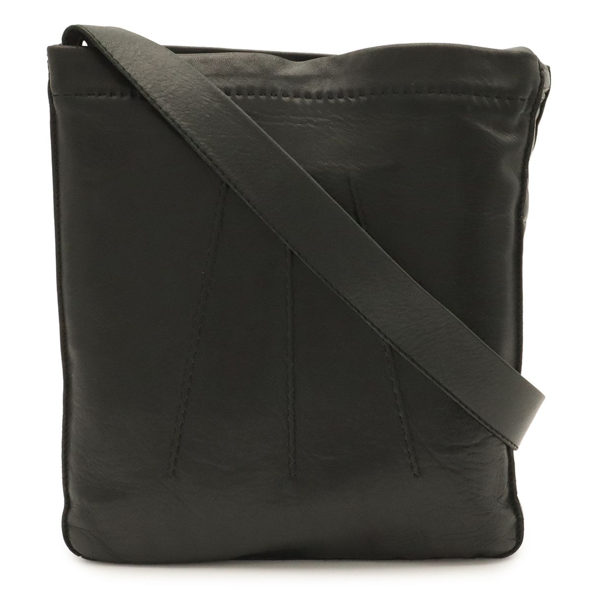 Hermes Tudu Shoulder Bag Pochette Crossbody Leather Black
