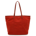 Prada Logo Tote Shoulder Bag Nylon Leather Red Gold